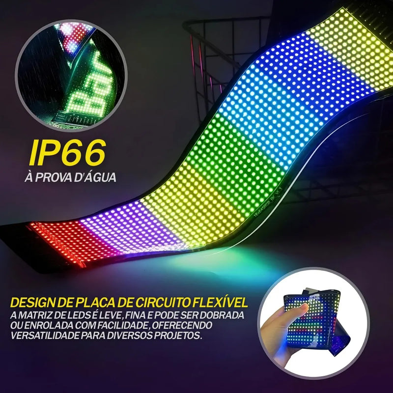 Olhos Led 60x12 Parabrisa Carro Caminhão Rgb Flexível
