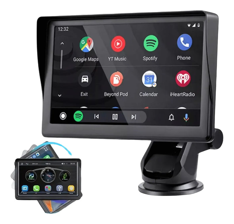Tela Multimídia Portátil Touch 360° Para-brisa C-play A-auto Preto