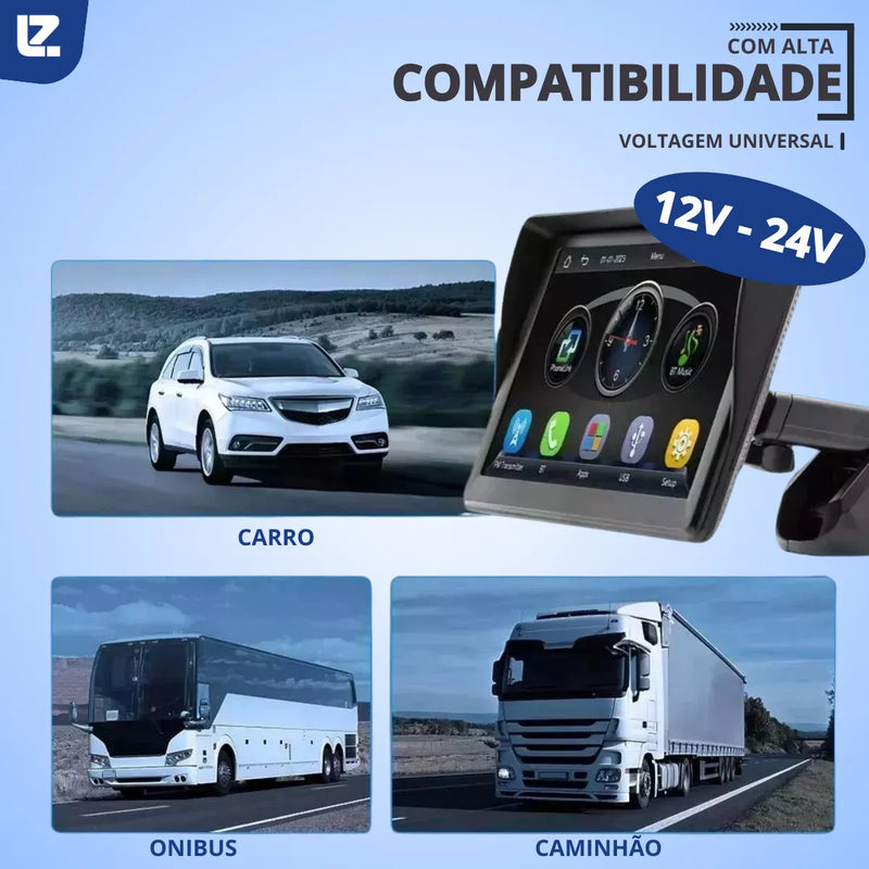 Tela Multimídia Portátil Touch 360° Para-brisa C-play A-auto Preto