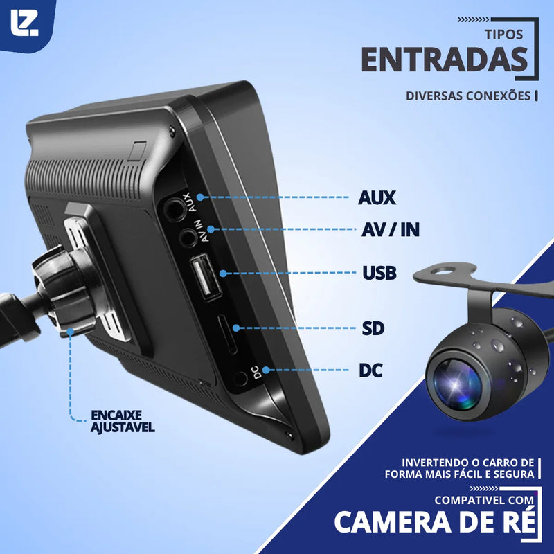 Tela Multimídia Portátil Touch 360° Para-brisa C-play A-auto Preto