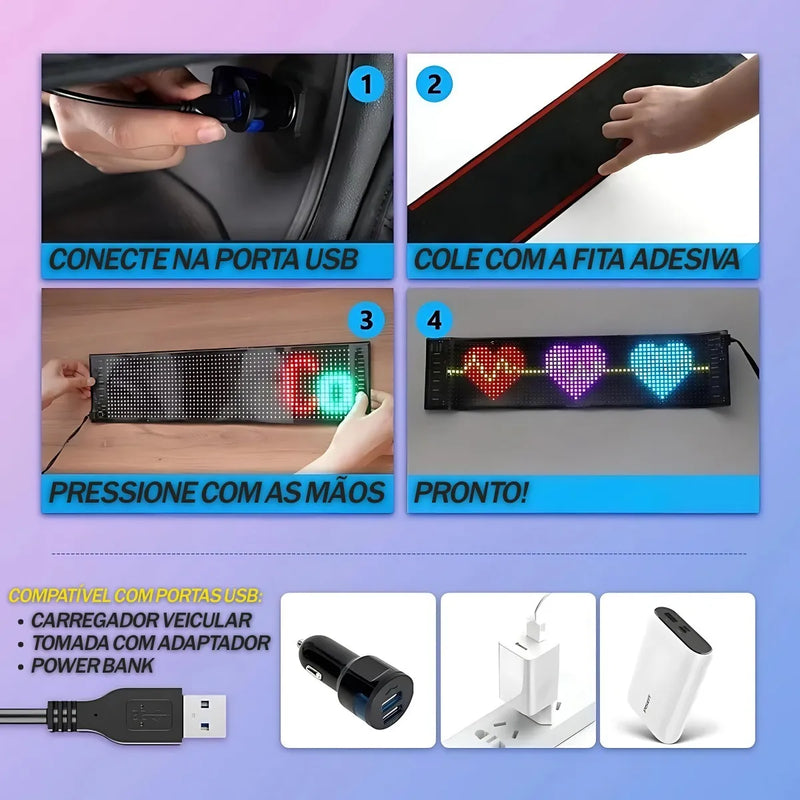 Olhos Led 60x12 Parabrisa Carro Caminhão Rgb Flexível